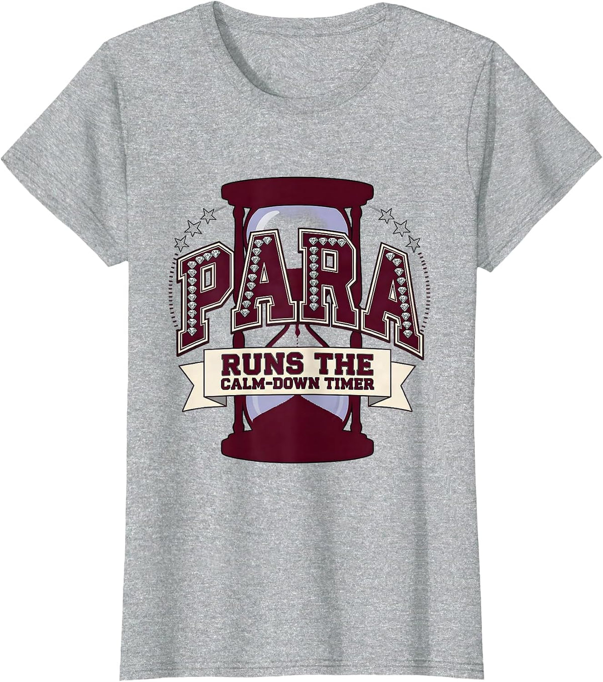 PARA Runs The Calm-Down Timer Paraprofessional Back T-Shirt - Heather Grey
