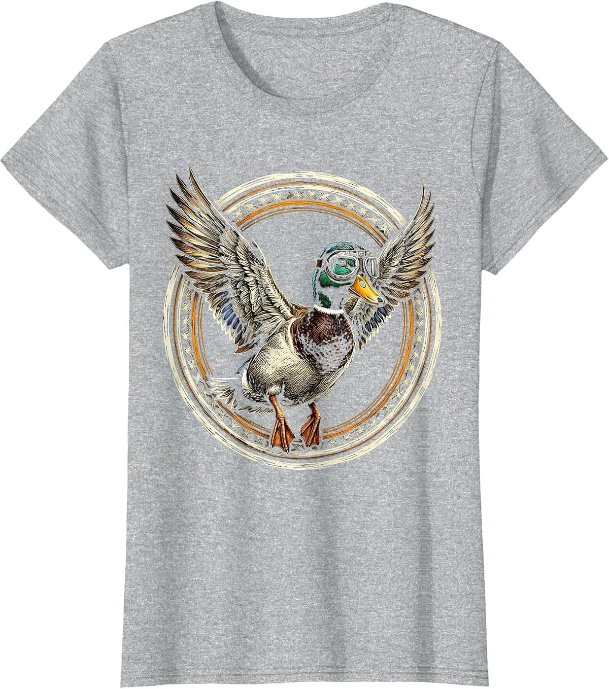 Duck Aviator Goggles Mid-Flight Graphic T-Shirt - Heather Grey