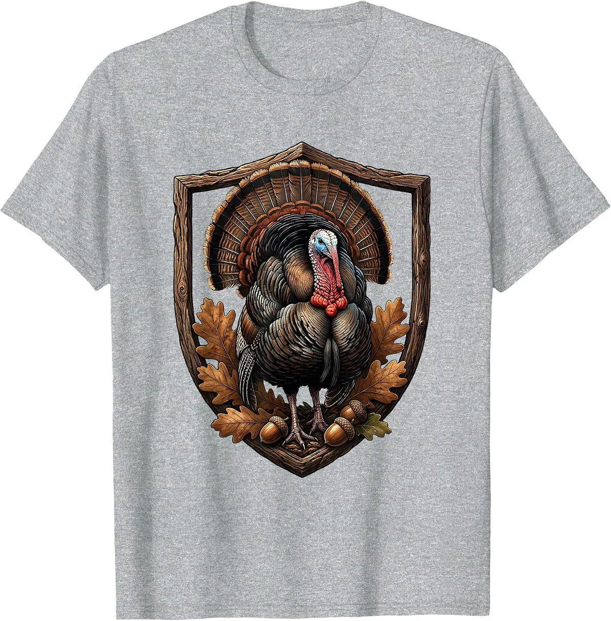 Men's Wild Turkey Strutting Camo Graphic Tee T-Shirt - Heather Grey