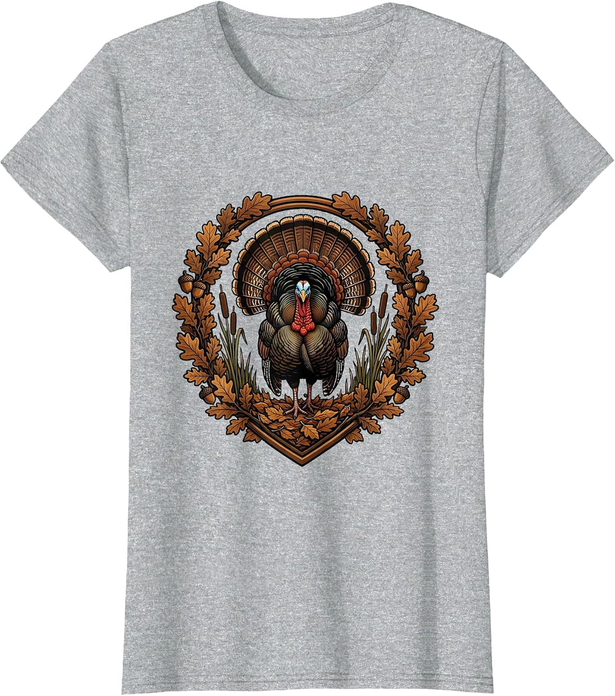 Women's Bottomland Camo Wild Turkey Strut Graphic T-Shirt - Heather Grey
