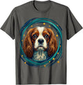 Cavalier King Charles Spaniel Van Gogh Starry Night Portrait T-Shirt - Asphalt Grey