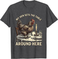 Men's My Hen Sets The Table Around Here Funny Chicken Lover T-Shirt - Dark Heather Grey