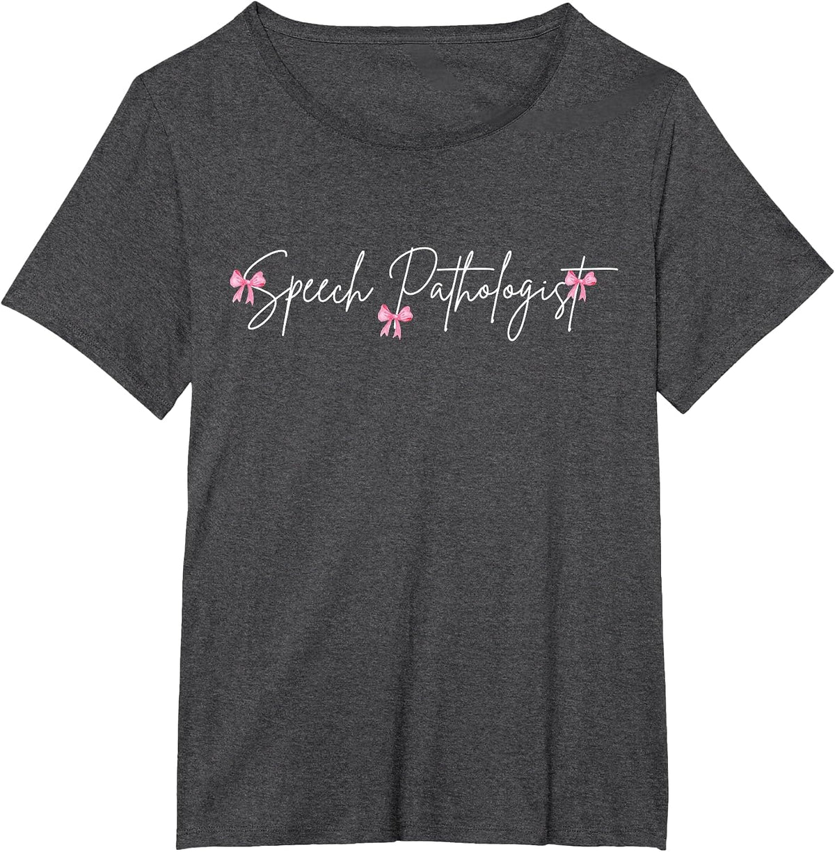 Coquette Bow Speech Language Pathologist SLP Women T-Shirt - Dark Heather Grey