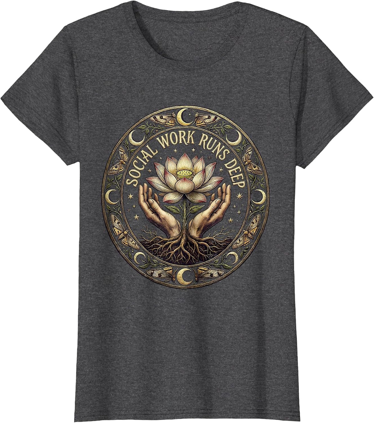 Women's Social Work Runs Deep Social Worker Design T-Shirt - Dark Heather Grey
