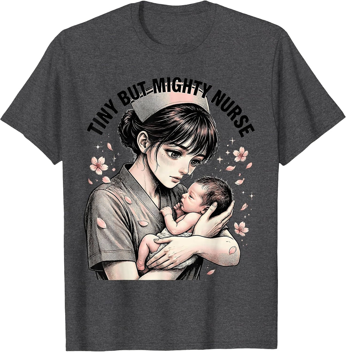 Men's Tiny But Mighty Nurse NICU Nurse Design T-Shirt - Dark Heather Grey