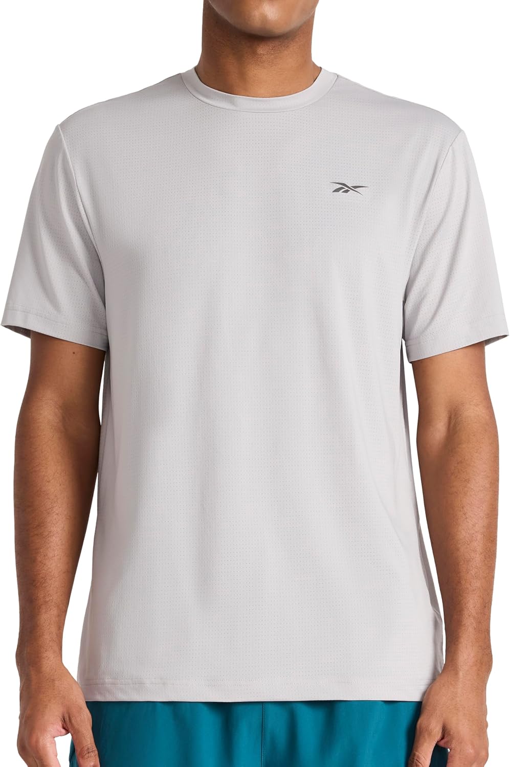 Reebok Men's Force Short Sleeve Crewneck T-Shirt, Standard Fit, Lightweight Super Stretch Poly Square Hole Mesh Fabric -