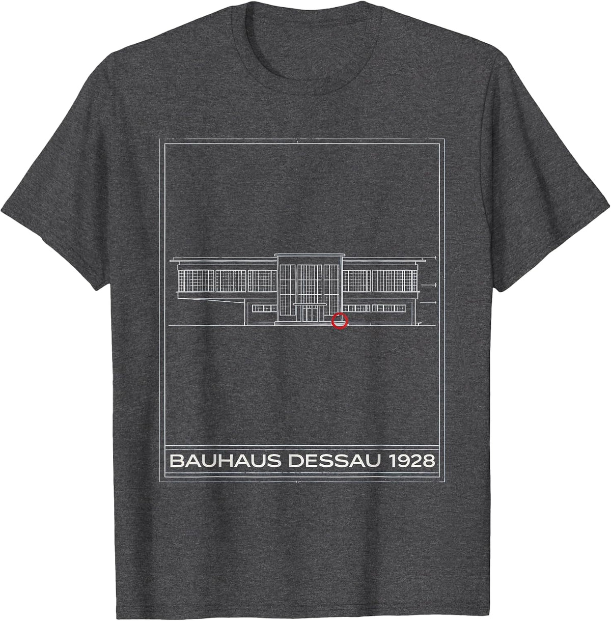 Bauhaus Dessau 1928 Technical Blueprint Art History T-Shirt - Dark Heather Grey