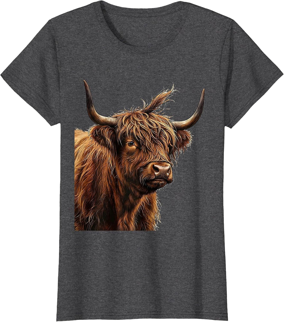 Women's Quirky Highland Cow Cute Scottish Humor T-Shirt - Dark Heather Grey