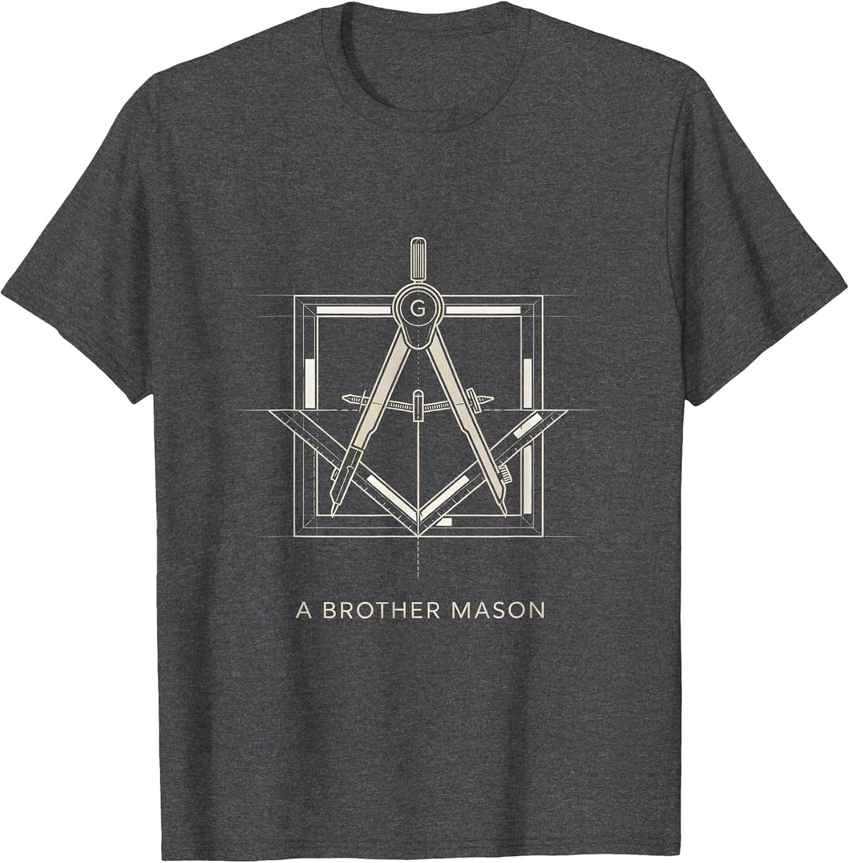 A Brother Mason Minimalist Masonic Square And Compass T-Shirt - Dark Heather Grey