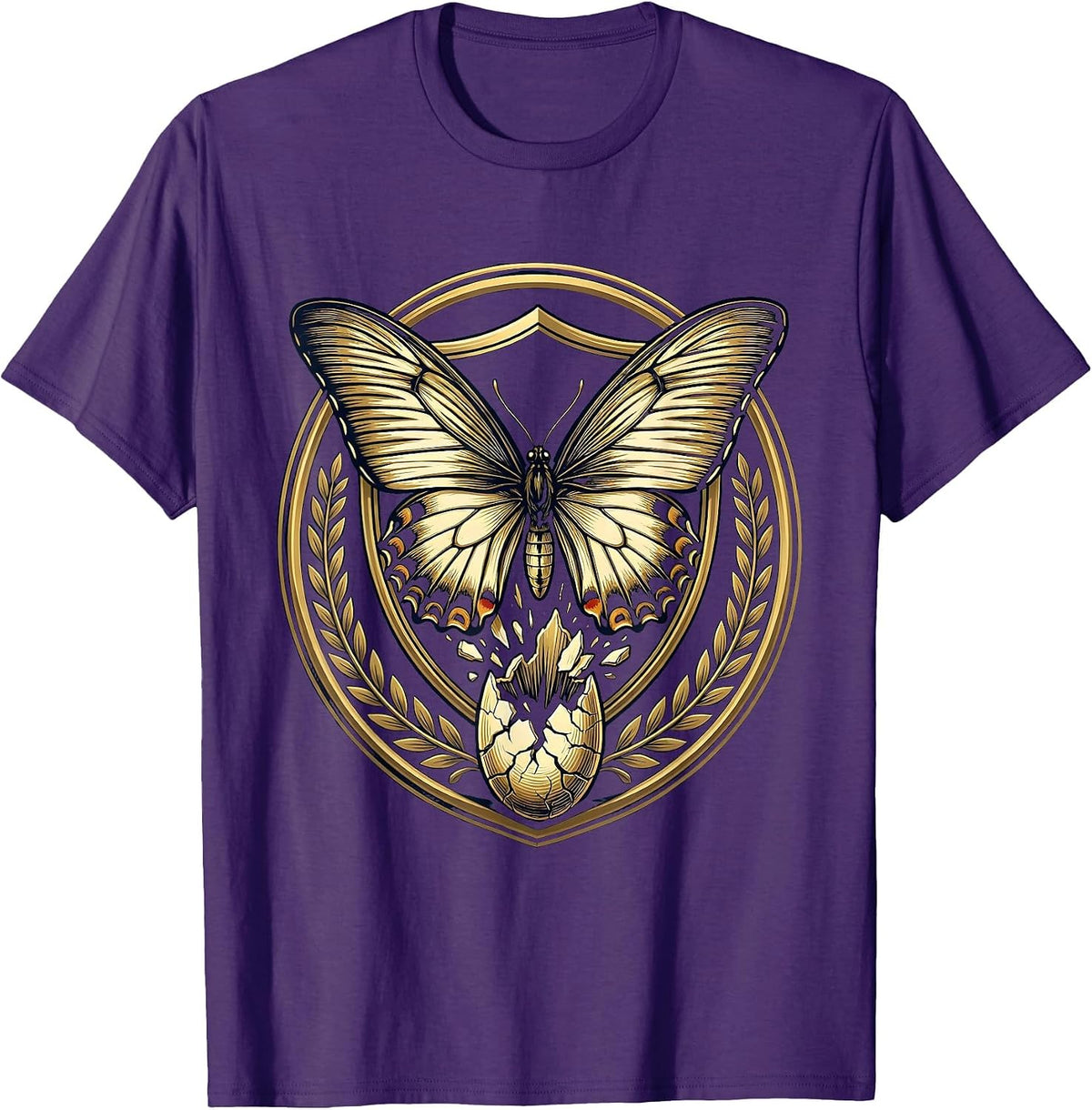 Men's Social Worker Butterfly Emerging Cocoon Graphic T-Shirt - Purple
