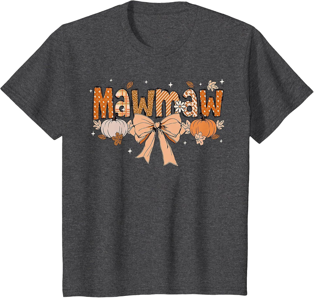 Mawmaw Pumpkin Fall Coquette Bow Thanksgiving Mom Women T-Shirt - Dark Heather Grey