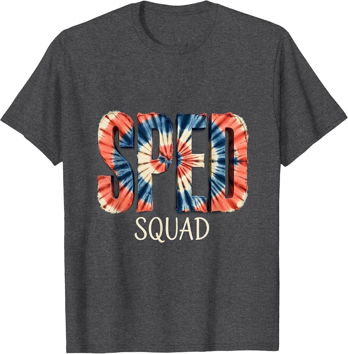 Men's SPED Squad Tie Dye Back To School Appreciation Day Workwear T-Shirt - Dark Heather Grey
