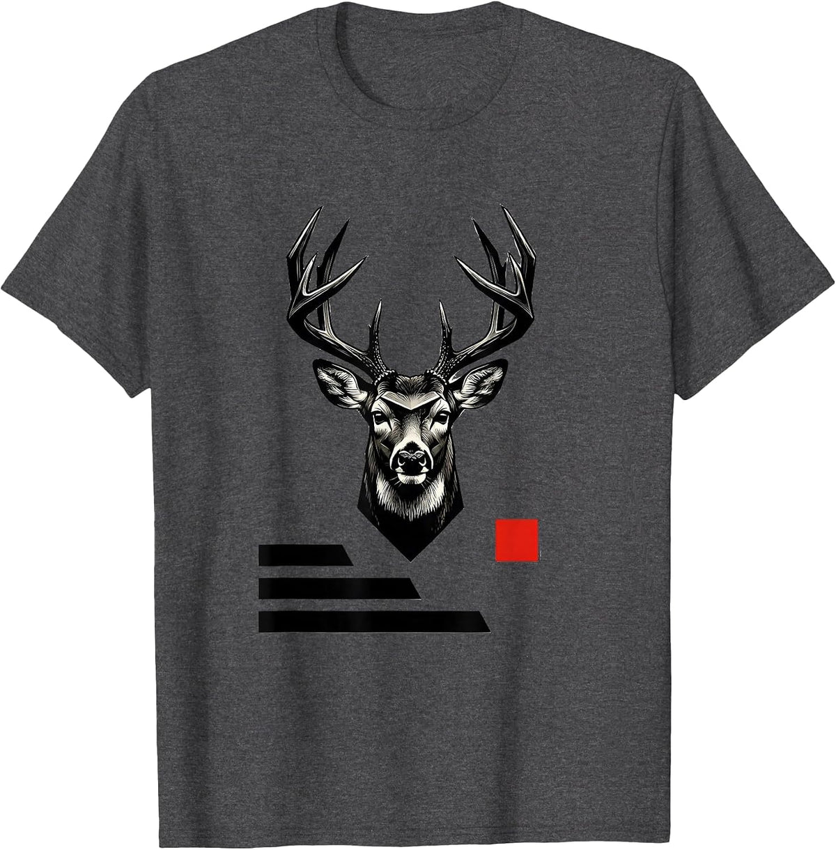 Men's Geometric Whitetail Crown Deer Hunting Dad Humor T-Shirt - Dark Heather Grey