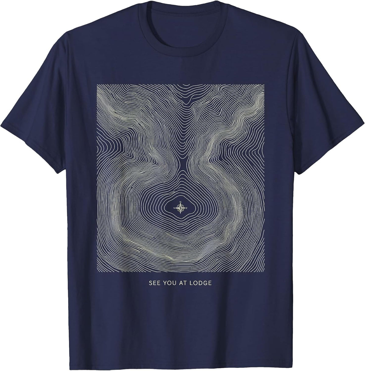 See You At Lodge Topographic Contour Freemason Lodge Member T-Shirt - Navy Blue