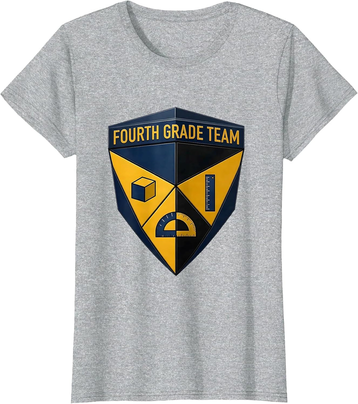 Fourth Grade Team Geometric Teacher Classroom Humor T-Shirt - Heather Grey