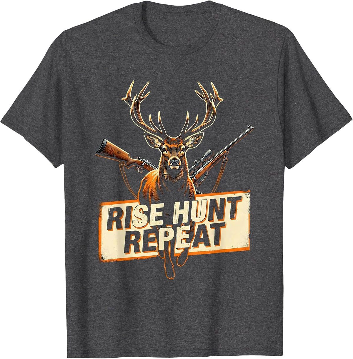 Men's Rise Hunt Repeat Hunting Graphic Design T-Shirt - Dark Heather Grey