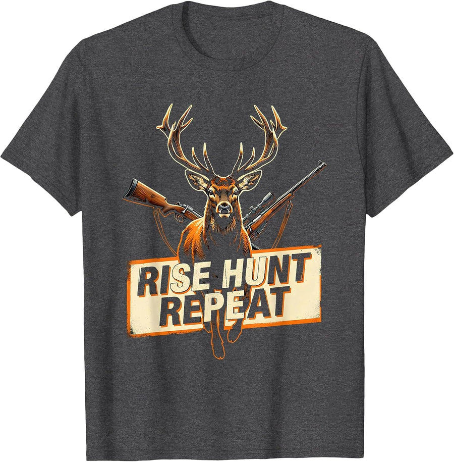 Men's Rise Hunt Repeat Hunting Graphic Design T-Shirt - Dark Heather Grey