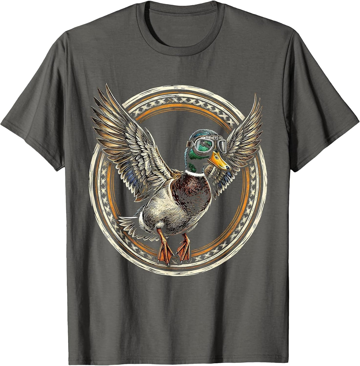 Duck Aviator Goggles Mid-Flight Graphic T-Shirt - Asphalt Grey