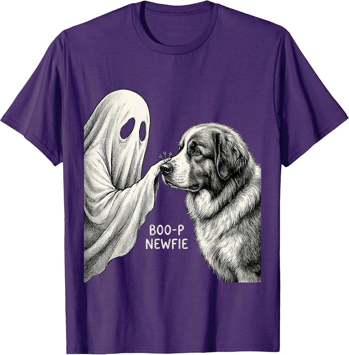 Men's Boo-p Newfie Funny Ghost Dog Mom Halloween Dog Lover T-Shirt - Purple