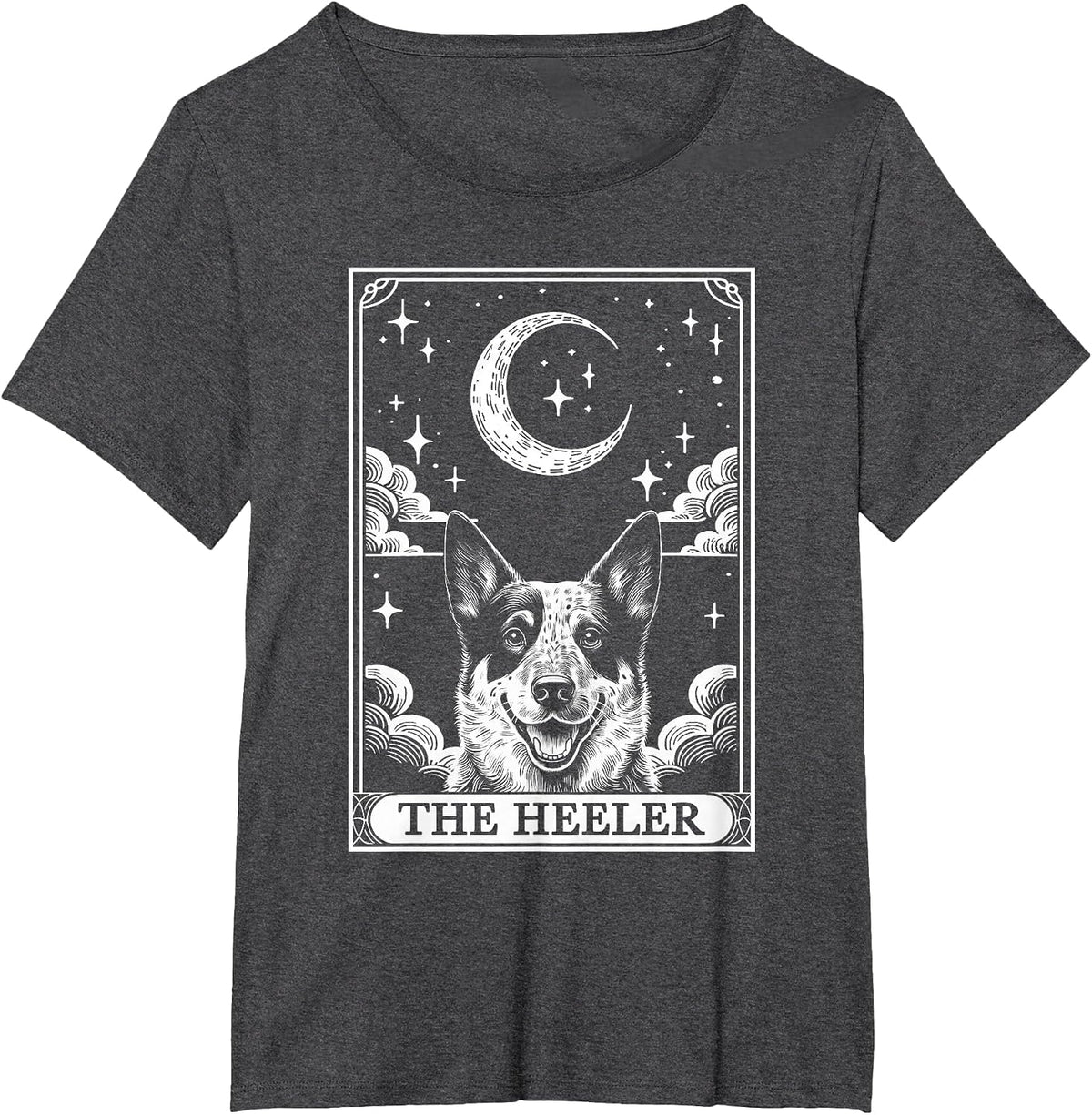 Tarot Card Vintage Crescent Moon Australian Cattle Dog Mom T-Shirt - Dark Heather Grey