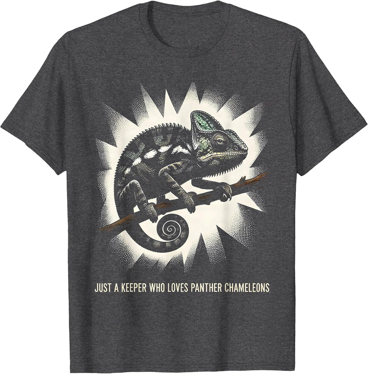 Men's Just A Keeper Who Loves Panther Chameleons Reptile Humor T-Shirt - Dark Heather Grey