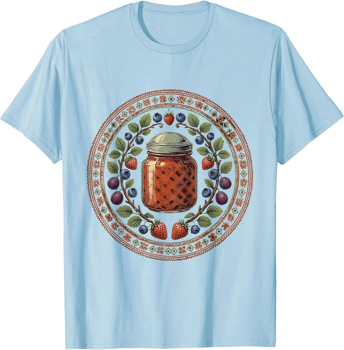 Grandma's Homemade Jam Mason Jars Illustration T-Shirt - Baby Blue