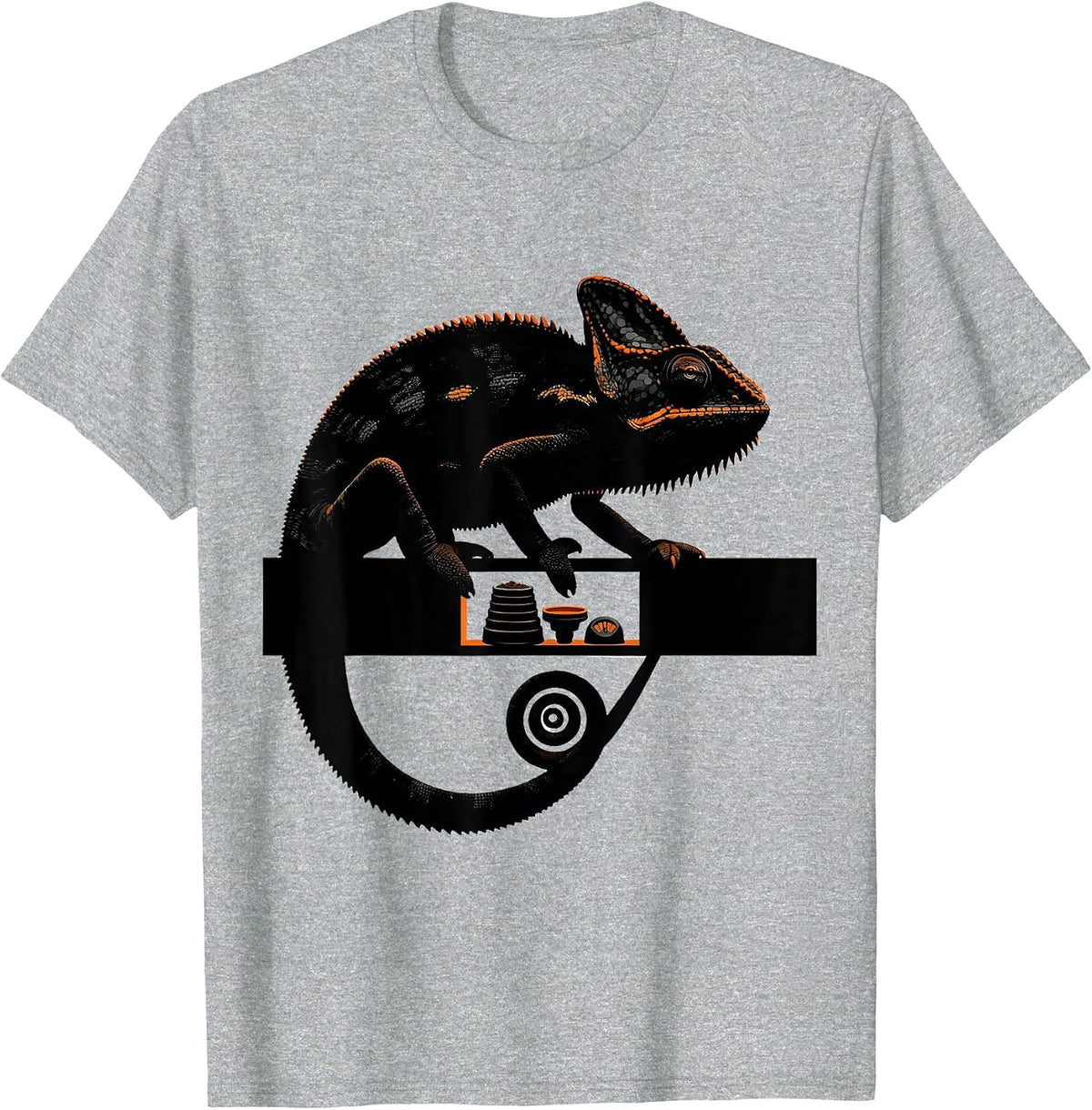 Men's Veiled Chameleon Brutalist Reptile Lover Gift T-Shirt - Heather Grey