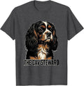 Men's The Cav Steward Funny Cavalier King Charles Spaniel Dog T-Shirt - Dark Heather Grey