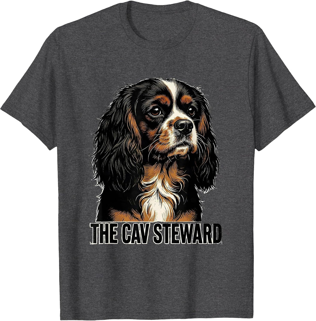 Men's The Cav Steward Funny Cavalier King Charles Spaniel Dog T-Shirt - Dark Heather Grey