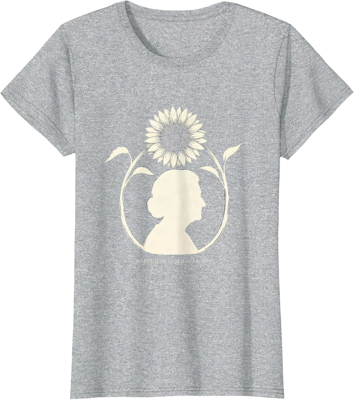 Women's Happiness Is Being An Oma Sunflower Grandma Mother's Day T-Shirt - Heather Grey