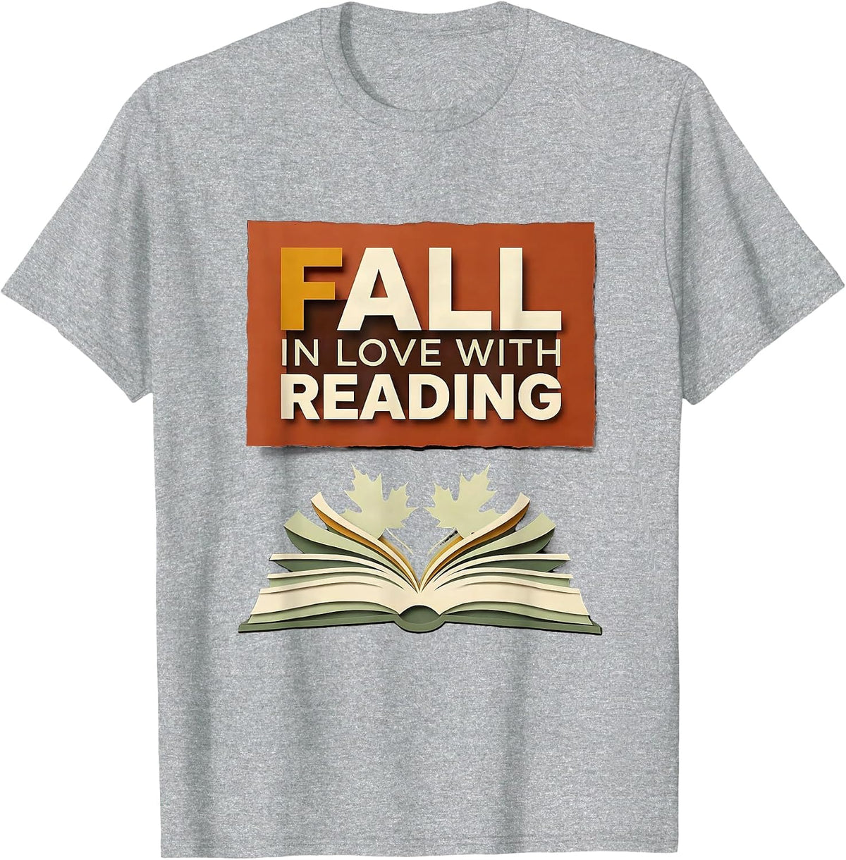 Men's Fall In Love With Reading Cute Teacher Book Lover Autumn T-Shirt - Heather Grey