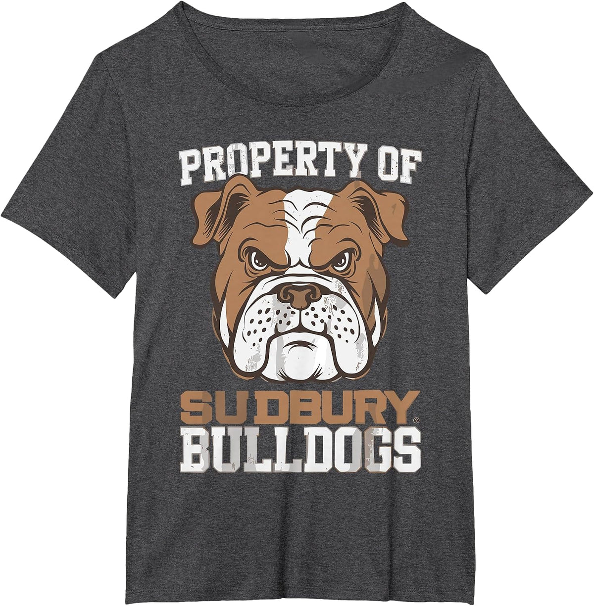 Property of Sudbury Bulldogs pet Dog Vintage Funny T-Shirt - Dark Heather Grey