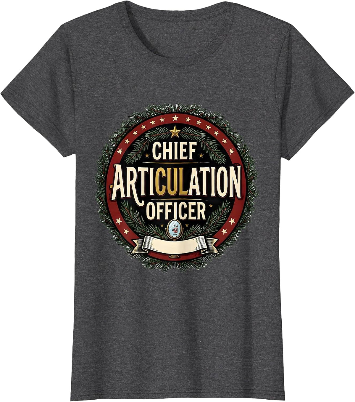 Women's Chief Articulation Officer Retro Groovy Speech Therapist T-Shirt - Dark Heather Grey