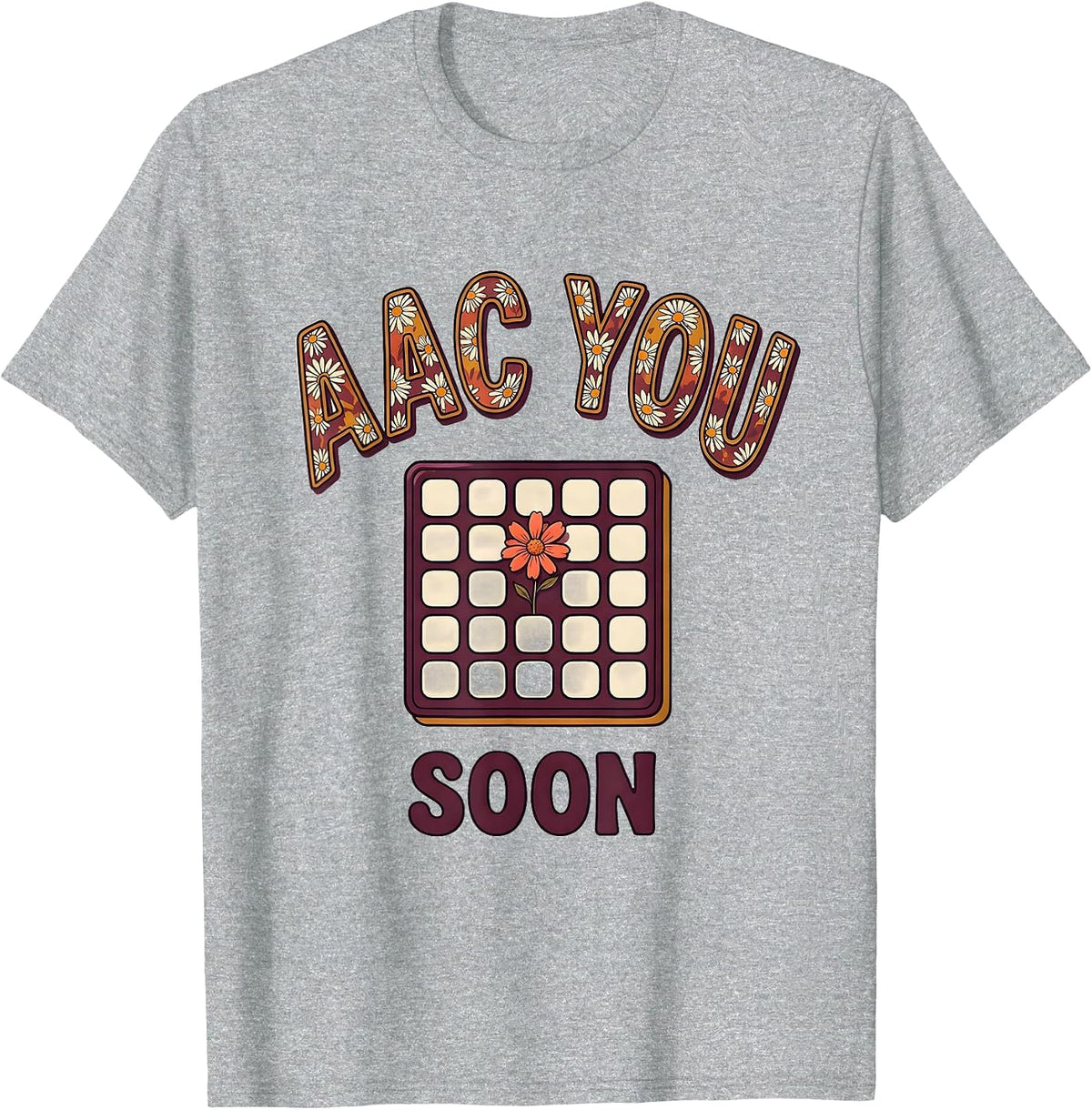 Men's AAC You Soon Retro Floral Speech Language Pathologist SLP T-Shirt - Heather Grey