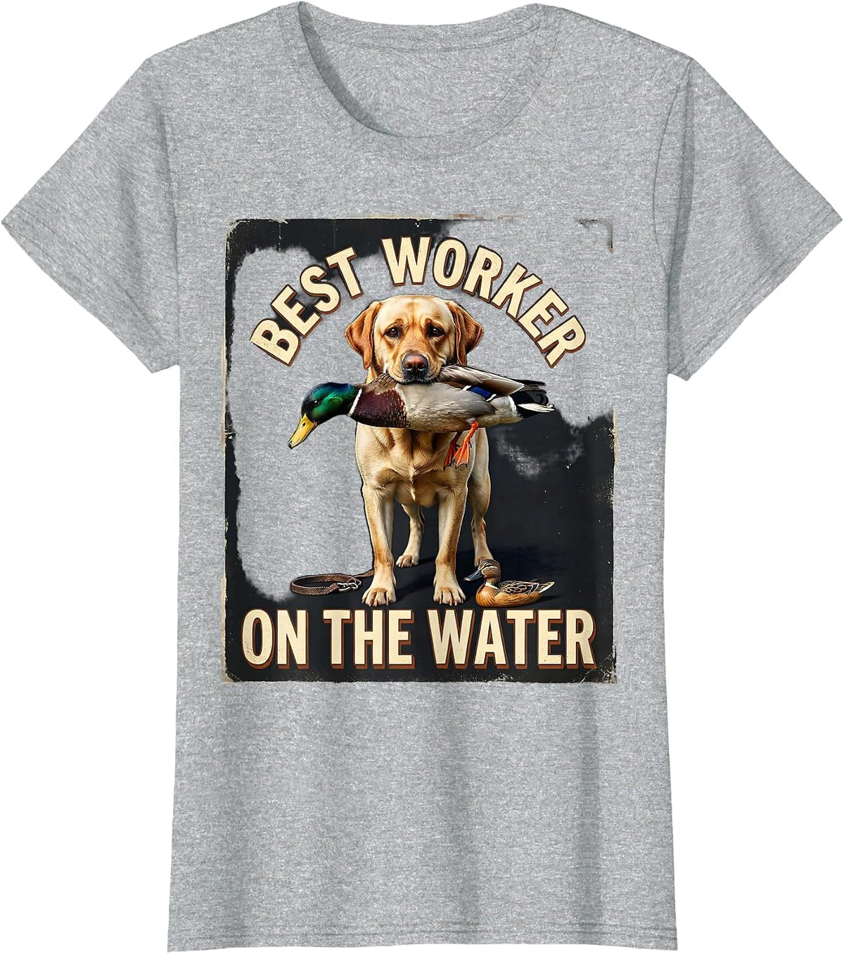 Women's Best Worker On The Water Vintage Labrador Duck Hunting Local T-Shirt - Heather Grey
