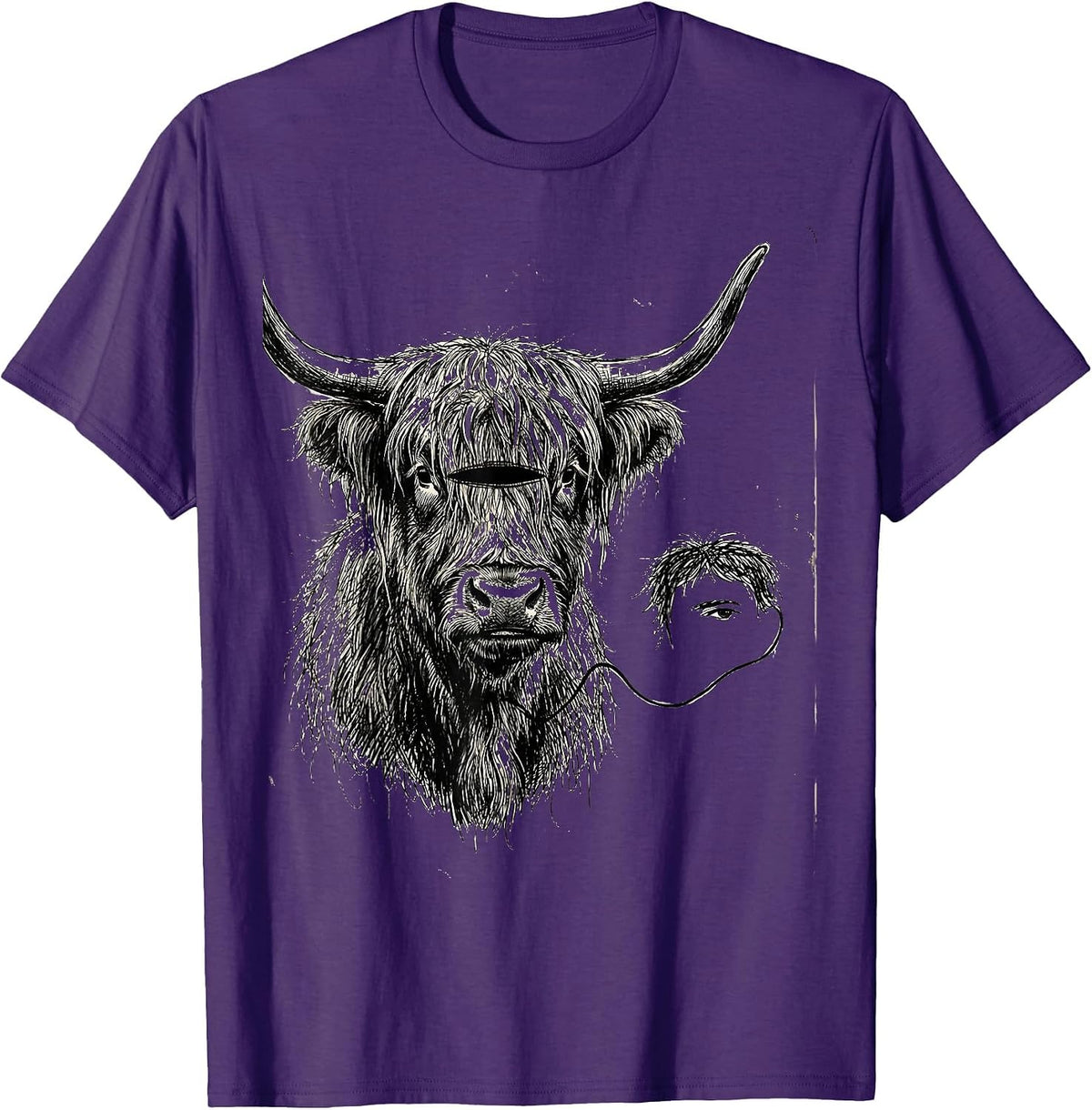 Highland Cow Doodle Cute Cow Lover Humor T-Shirt - Purple
