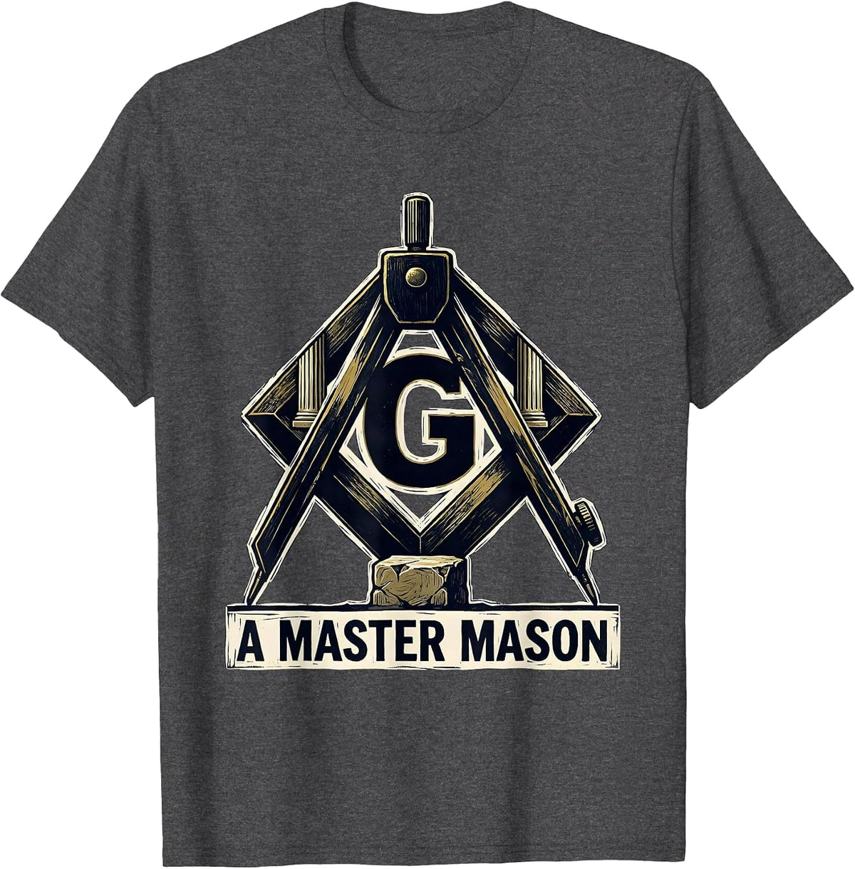 Men's A Master Mason Freemason Square Compass Masonic Pride T-Shirt - Dark Heather Grey