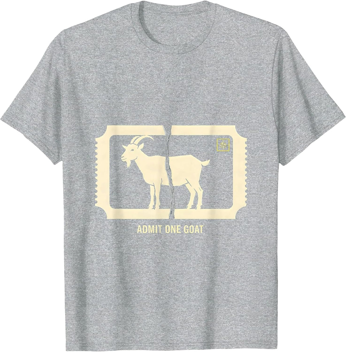 Men's Admit One Goat Stencil Graphic Freemason Square Compass T-Shirt - Heather Grey