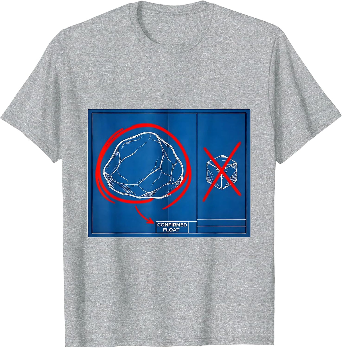 Men's Confirmed Float Technical Blueprint Rock Collector Geology T-Shirt - Heather Grey