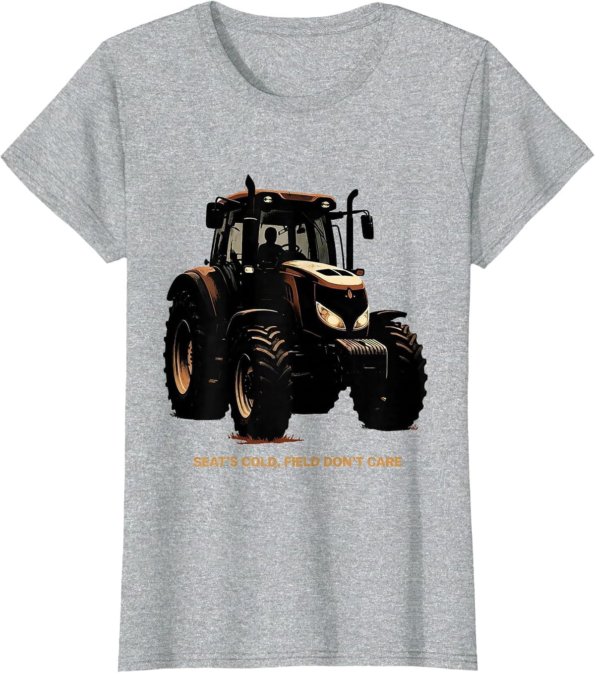 Women's Seat's Cold Field Don't Care Funny Farmer Tractor Heritage T-Shirt - Heather Grey