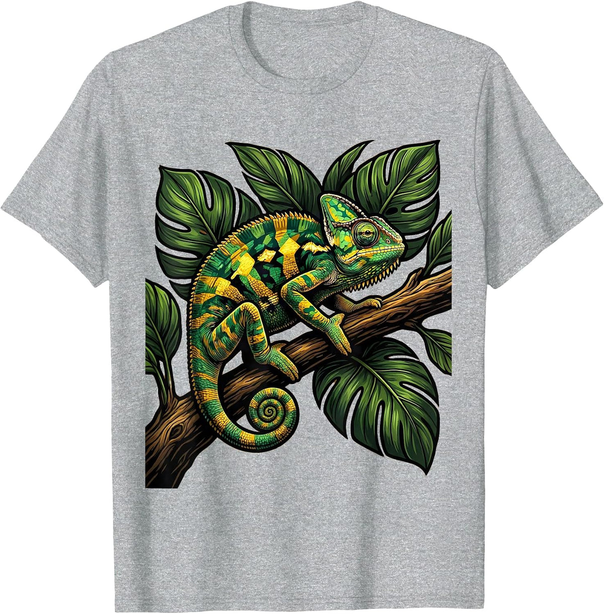 Men's Chameleon Camo Leafy Branch Nature Design T-Shirt - Heather Grey