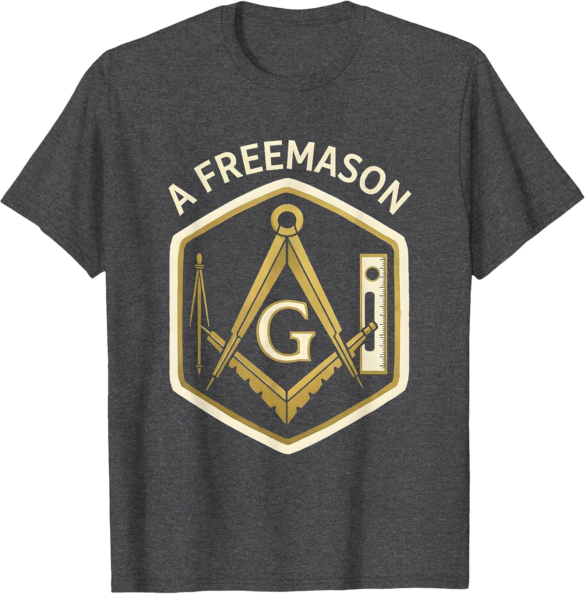 Men's A Freemason Masonic Square And Compass Emblem Fraternal T-Shirt - Dark Heather Grey