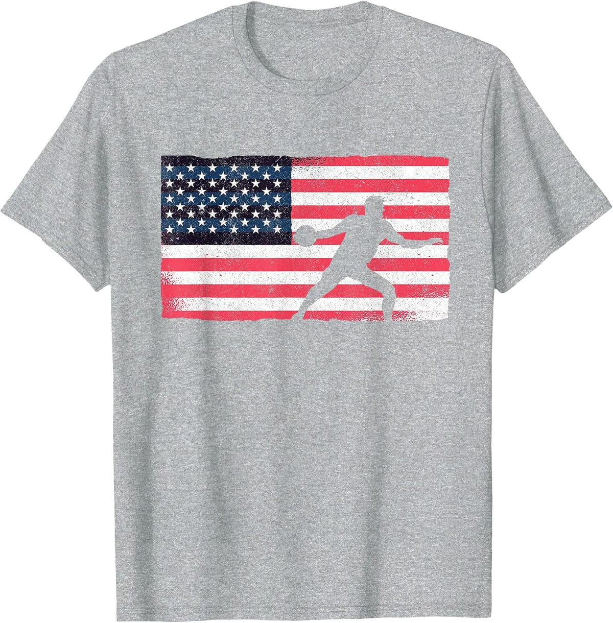 Discus Thrower American Flag Track and Field Throwing Discus T-Shirt - Heather Grey