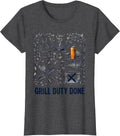 Women's Grill Duty Done Funny Labor Day Beer Cookout Humor T-Shirt - Dark Heather Grey