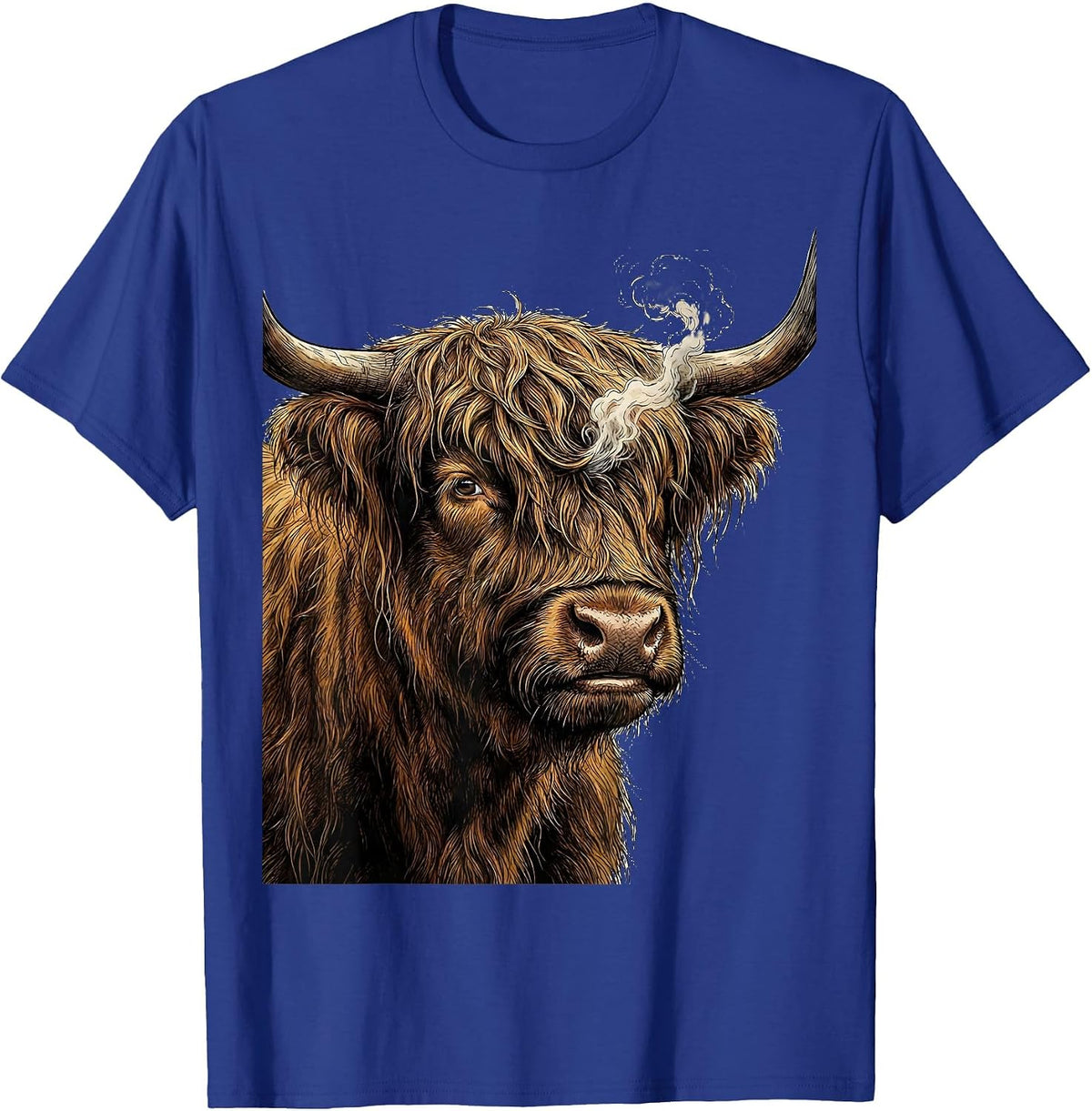 Men's Highland Cow Funny Cute Cow Lover Graphic T-Shirt - Royal Blue
