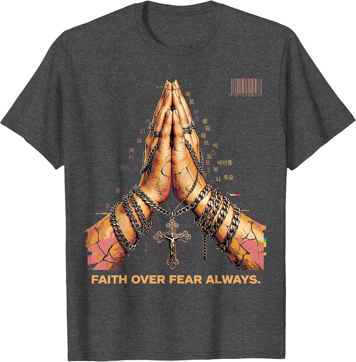 Faith Over Fear Always Love in Faith Design T-Shirt - Dark Heather Grey