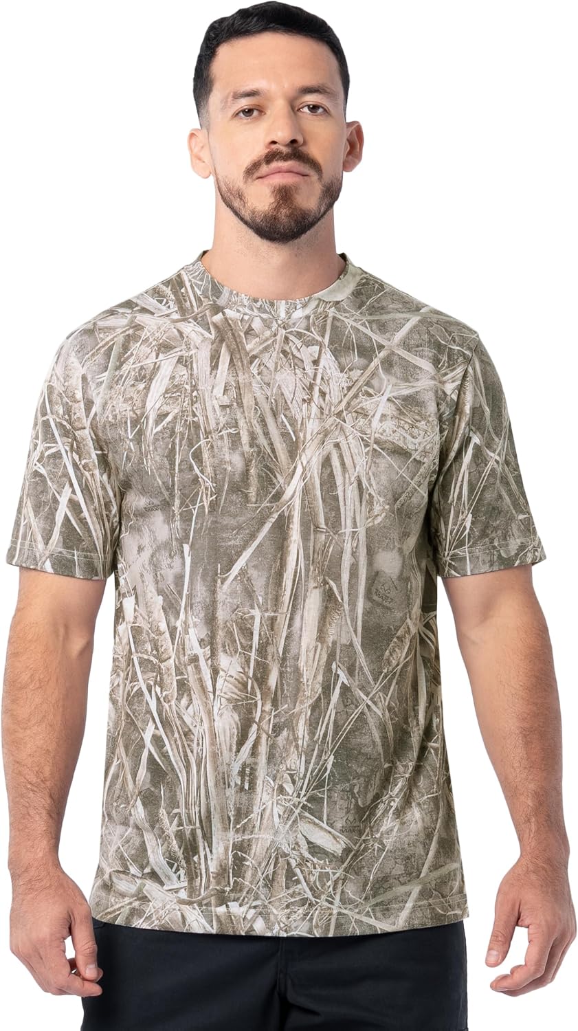 Realtree Men's Short Sleeve Performance Fishing and Hunting Camo Tee - Realtree Max-7 Distressed