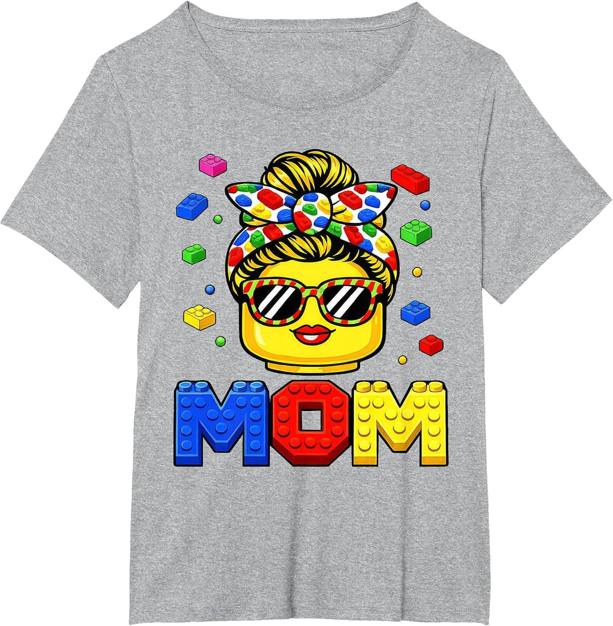 Family Mom Master Builder Building Bricks Blocks Mothers Day T-Shirt - Heather Grey