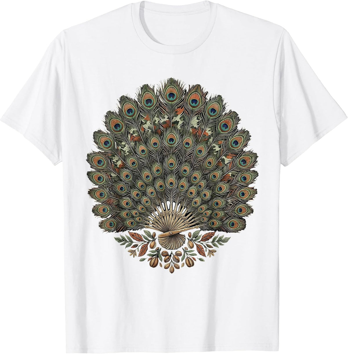 Men's Wild Turkey Fan Spread Camo Illustration T-Shirt - White