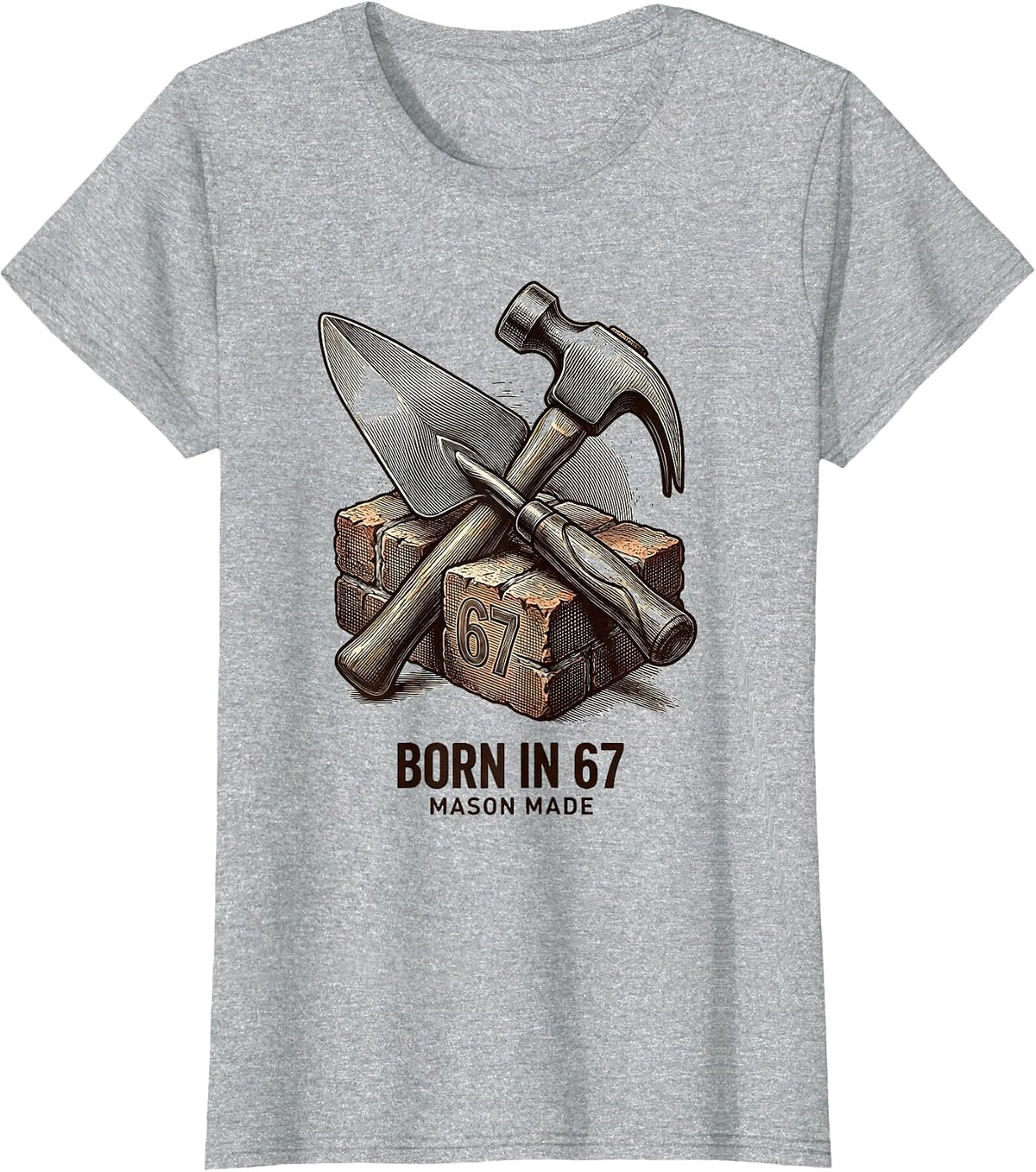 Born in 67 Mason Made Birth Year Design T-Shirt - Heather Grey